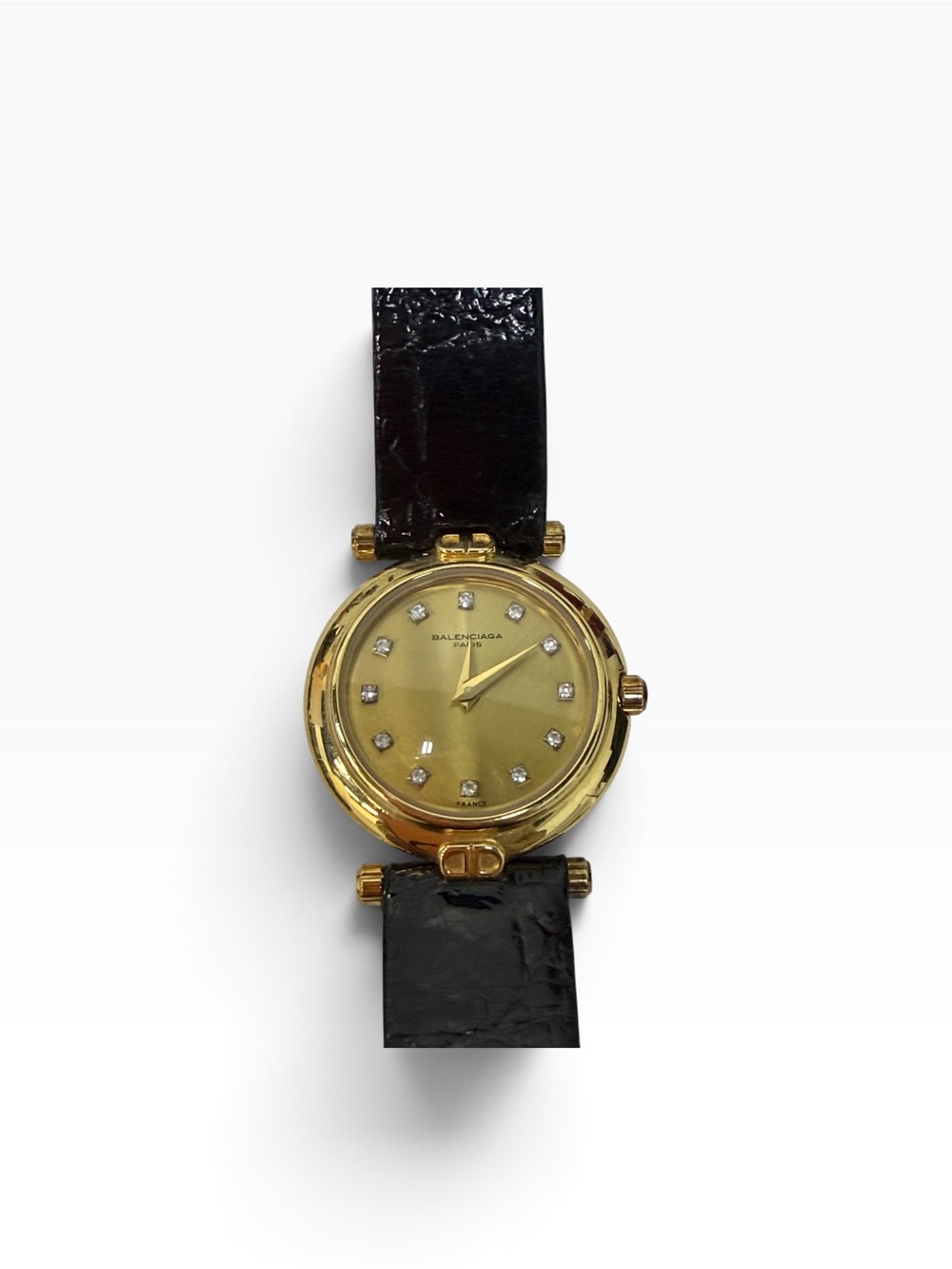Balenciaga Ladies’ Quartz Watch – Gold-Plated with Diamond Dial, 1990s